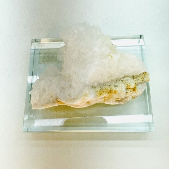 Natural Zeolite Quartz Crystal Geode On Glass Base Display 3.5"x2.5"X1.5" - Picture 13 of 16